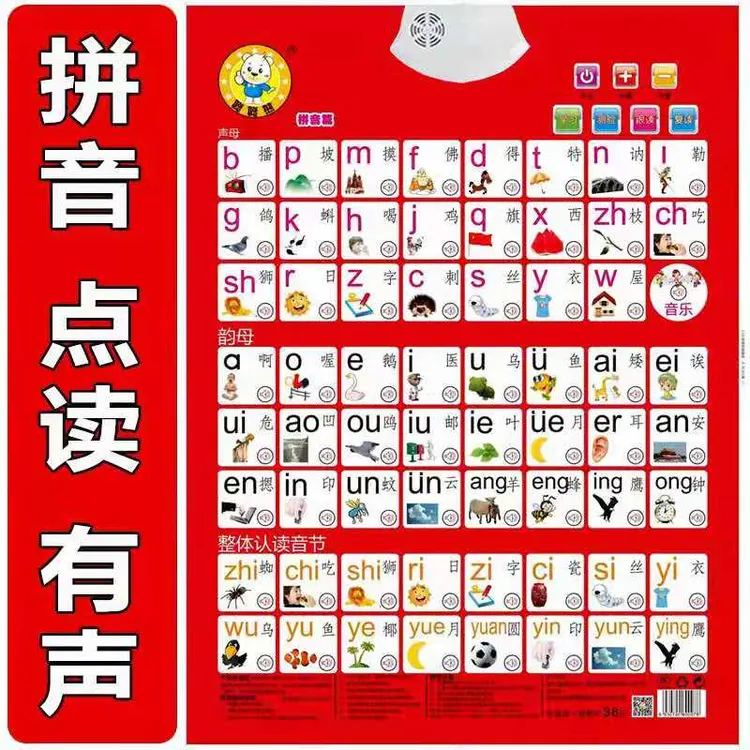 汉语拼音26个字母读法表墙贴一年级拼读训练音节学习神器有声挂图