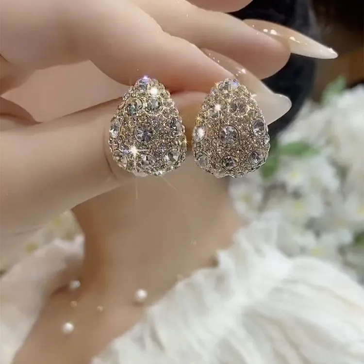 铜合金耳饰 微镶满钻轻奢耳环2023年新款高级设计感时尚百搭女神