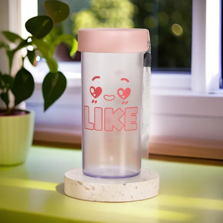 韩版夏季网红随手杯好心情塑料水杯便携带提手饮料杯360毫升022#
