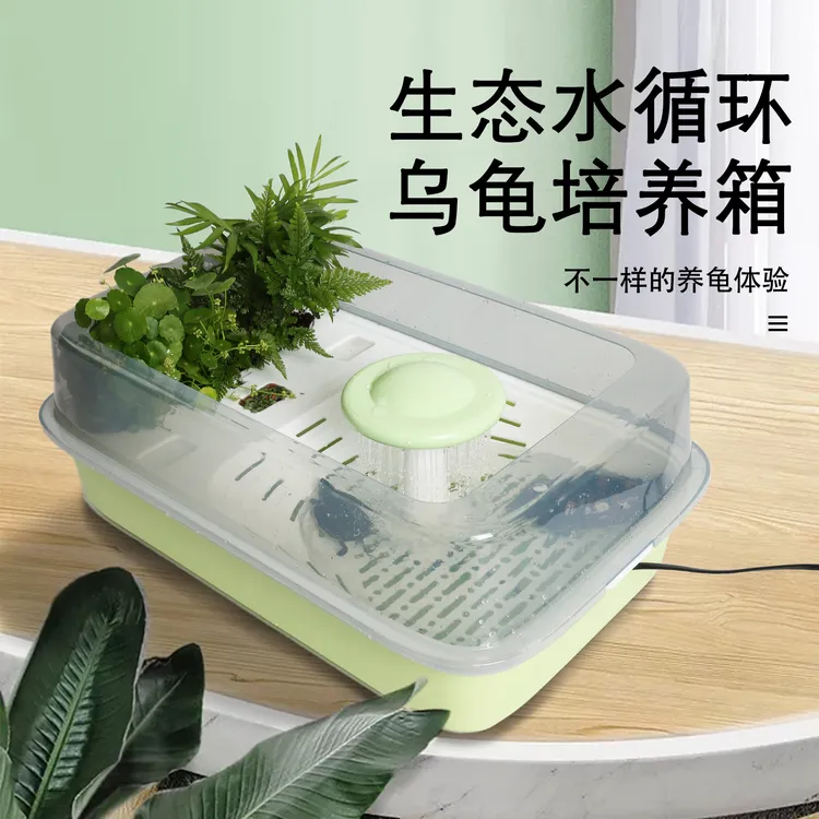 养龟生态缸家用生态水族箱低水位懒人饲养龟专用造景别墅房子龟盆