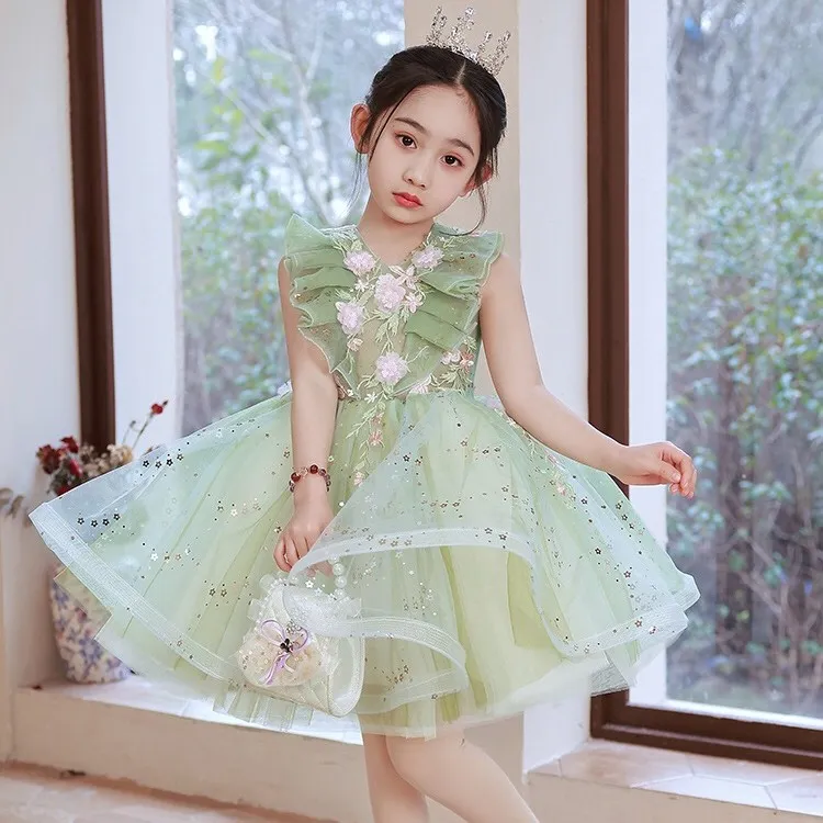 女童婚纱礼裙高档花童公主裙生日小女孩走秀