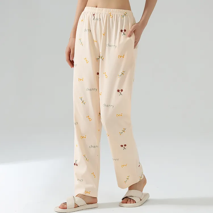 芬腾可安新款女士睡裤宽松加大码纯棉居家裤春秋夏季长裤全棉单裤