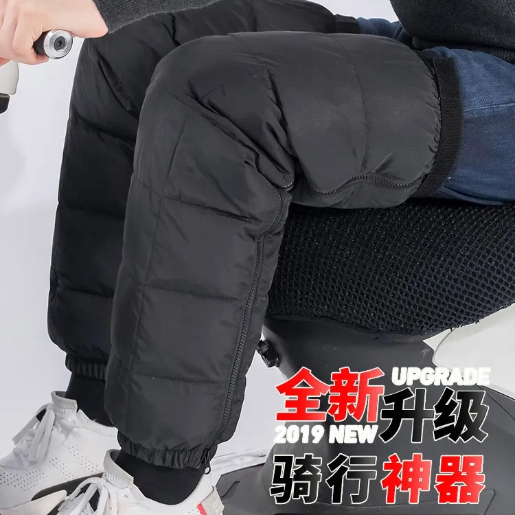 羽绒护膝摩托车男女电动车护膝冬季防风防寒保暖加厚骑车骑行护腿