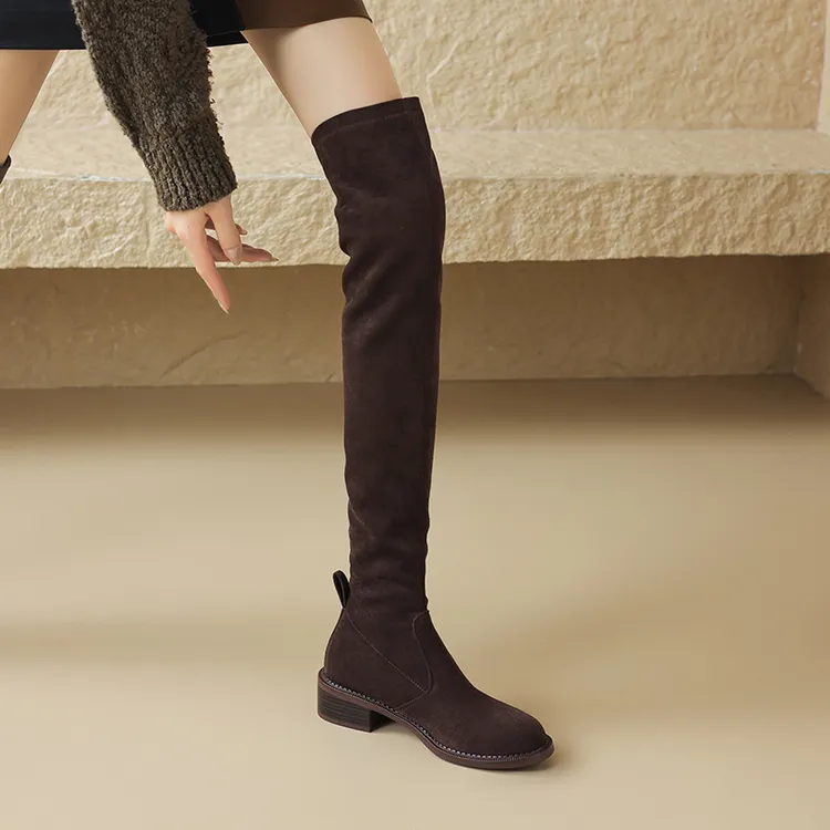 厚底过膝长靴女秋季大码41-43靴子女瘦瘦弹力靴长筒高筒骑士显瘦