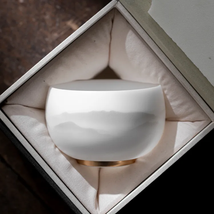 猪油白冰种素烧羊脂玉茶杯主人杯陶瓷罗汉杯高档个人专用功夫茶具