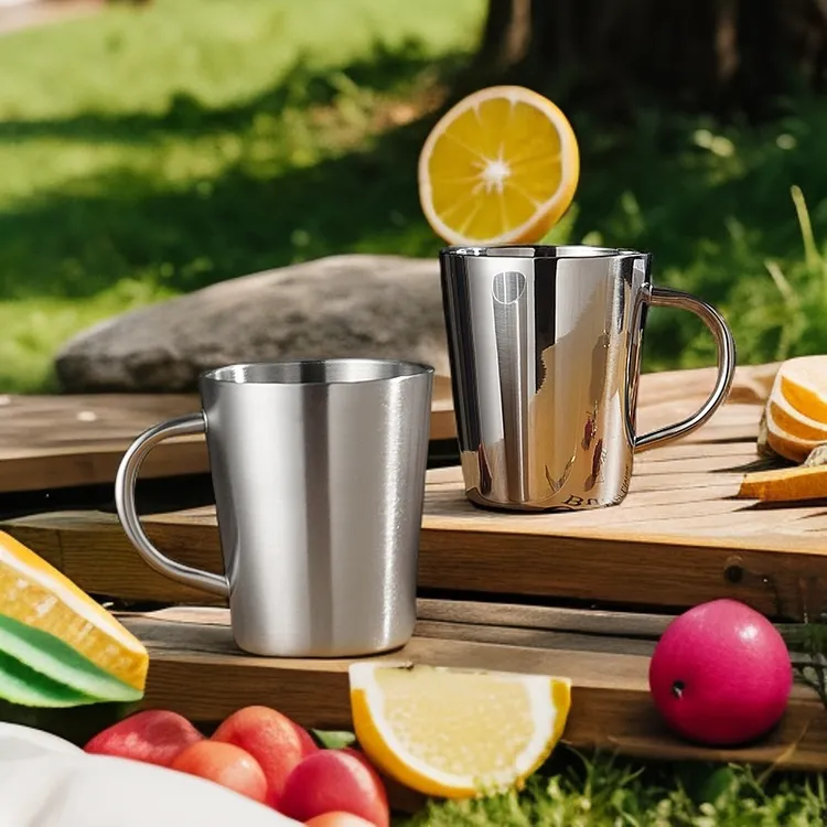 欧式！一杯多用！304不锈钢双层隔热水杯家用商用口杯咖啡杯茶杯