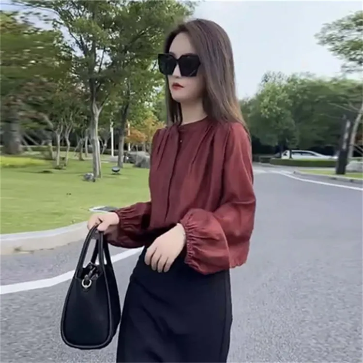 春季长袖轻奢衬衫高级感新款韩版休闲女装百搭独特设计感小众上衣