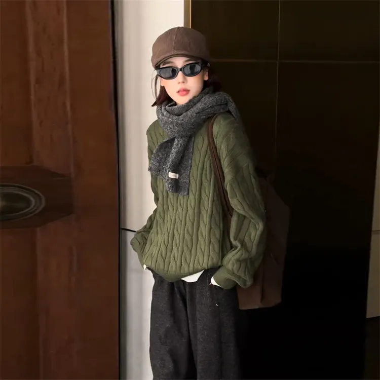 2026春季新款时尚百搭慵懒风毛衣女法式气质高领针织衫长袖上衣潮