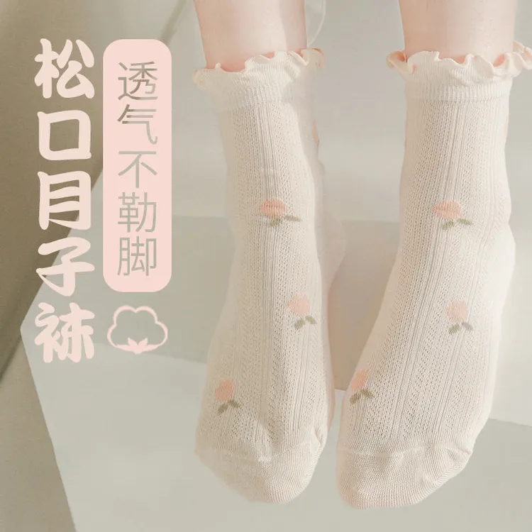 产后月子袜子女透气夏季薄款夏天春秋棉孕妇产妇松口中筒长筒袜