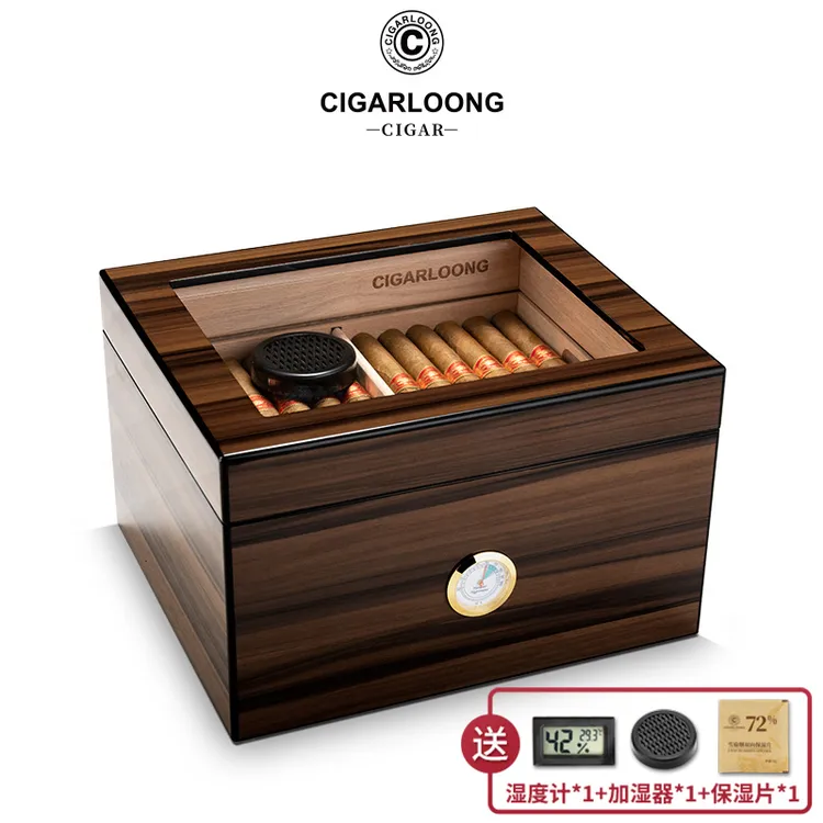 茄龙雪茄盒大容量钢琴烤漆雪松木保湿盒双层烟盒雪茄盒子CA-24AR1