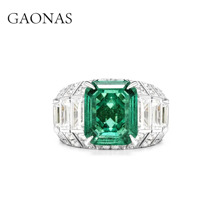 GAONAS 925银合成锆石戒指 高纳仕 气质芳华系列绿色戒指10120JG
