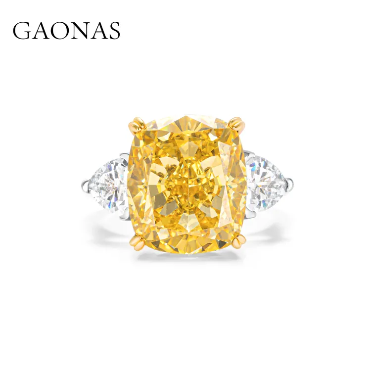 GAONAS 925银合成锆石戒指 高纳仕 时尚黄色12卡大戒指 YJ031930