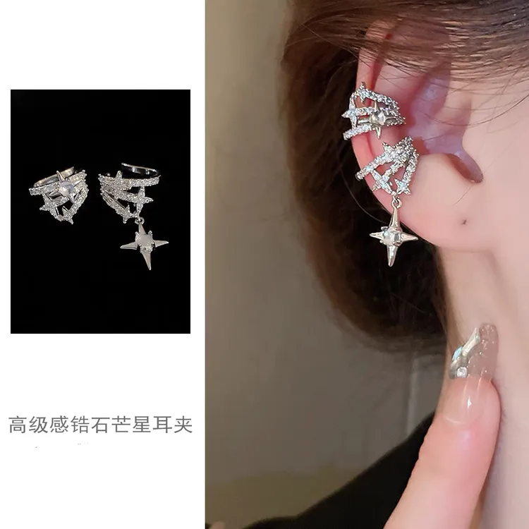 铜合金耳饰 2025新款无耳洞不对称耳骨夹个性小众气质高级感耳饰