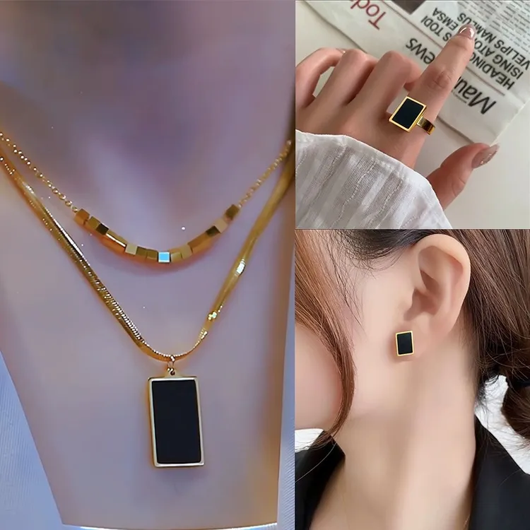 钛钢项链 十方牌双层锁骨链2025新款气质百搭钛钢不掉色项链女