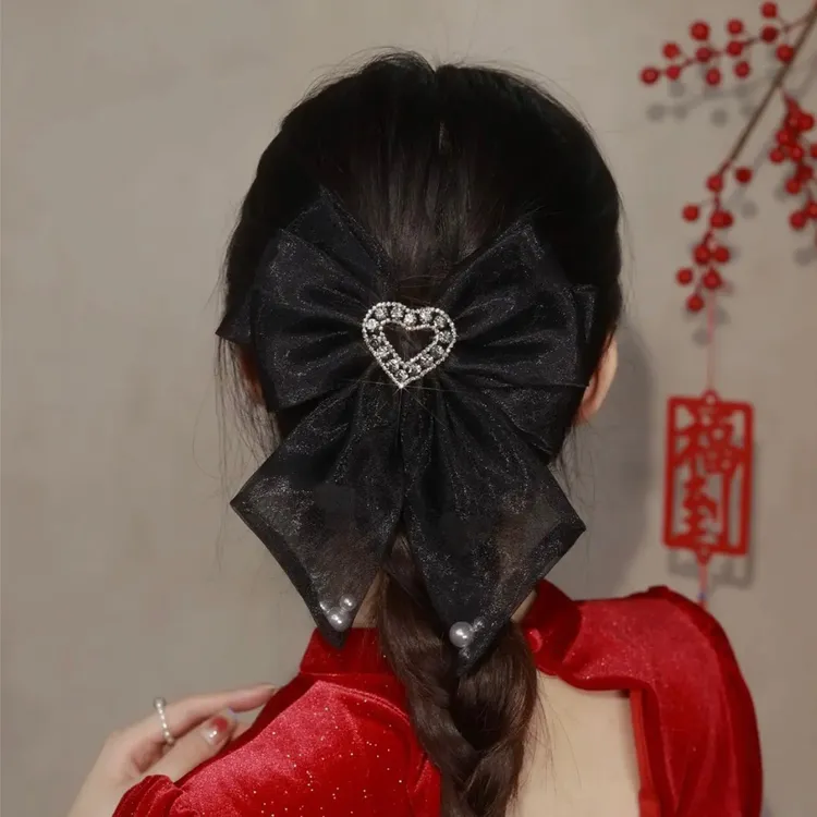 布艺发饰 升级版精品韩版纱蝴蝶结发夹女后脑勺头饰马尾夹发饰女