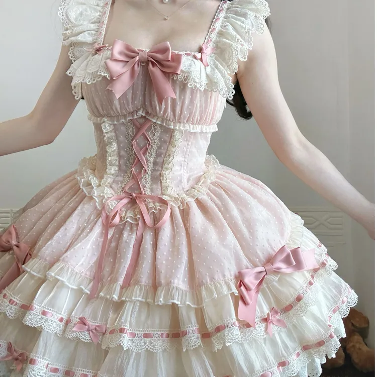 【小芙蝶Lolita】心动玩偶原创芭蕾风蛋糕裙连衣裙Lolita 可爱甜美