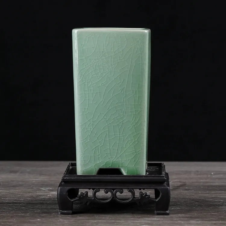 【直播浮力011】7.5*7.5*14cm到手花盆+底座冰裂四方高签筒小悬崖