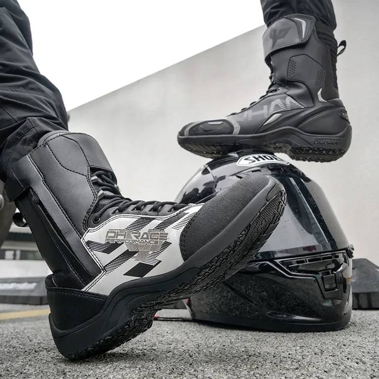 duhan/杜汉飞鲨舒适骑行靴拉力靴机车防摔四季款骑士赛车鞋