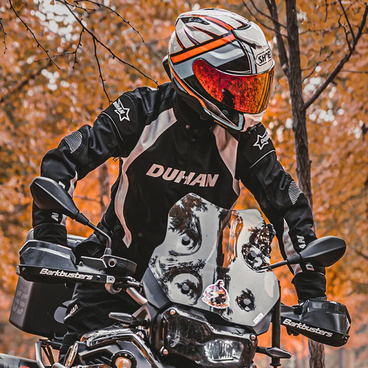 duhan/杜汉摩托骑行服防风赛车服机车摩托车骑士服防摔黑色拉力服