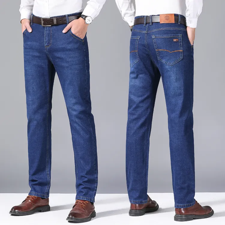 宽松男水洗韩式长裤秋冬直筒裤高腰直筒大码男士高腰秋季中年