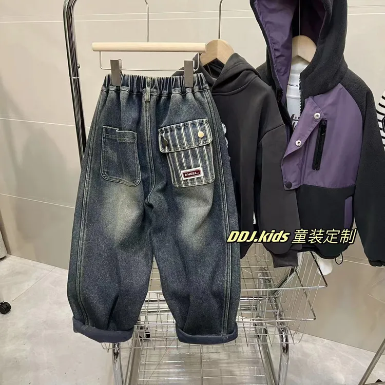 【加绒】男童裤子秋冬款2023新款大童潮牌长裤童装冬款儿童韩版洋气