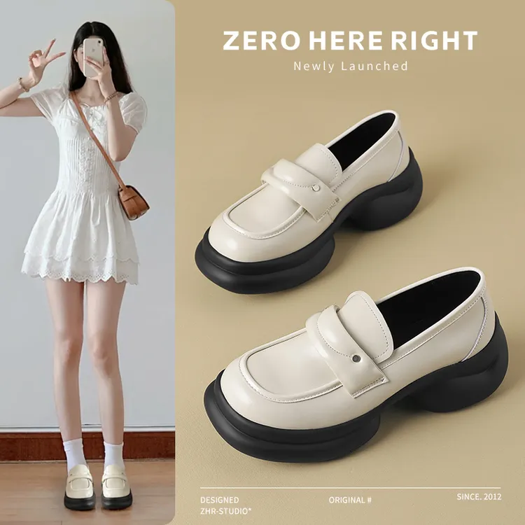 ZHR则则厚底乐福鞋女款2024新款秋季英伦风一脚蹬简约学院风单鞋