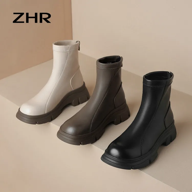 ZHR机能风厚底短靴女2024冬季新款舒适百搭雅丹风洋气女靴酷飒女