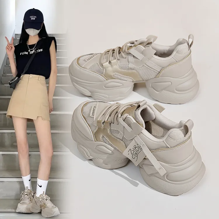 ZHR网面机能风老爹鞋女2024秋季新款厚底增高女鞋透气百搭休闲鞋