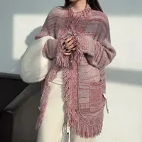 JIE NA YANG 230310-高定彩虹段染流苏浴袍纯羊绒小香风