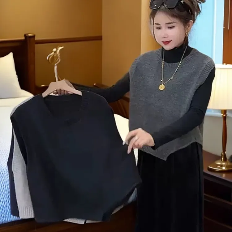 欧货极简不规则短款针织衫马甲女秋冬新款气质高级感百搭叠穿毛衣