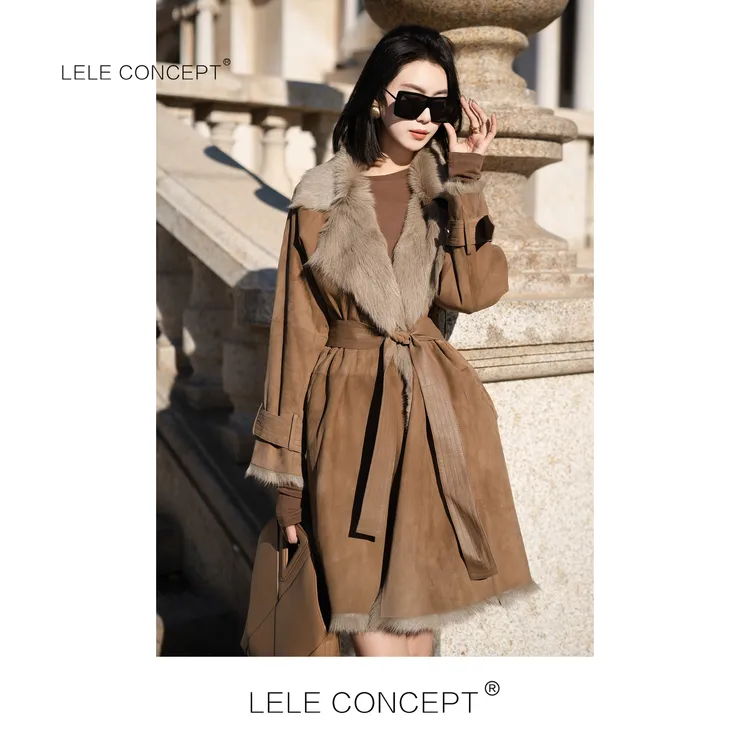 LELE CONCEPT丨「丽」都市走秀款皮毛风衣Y0470