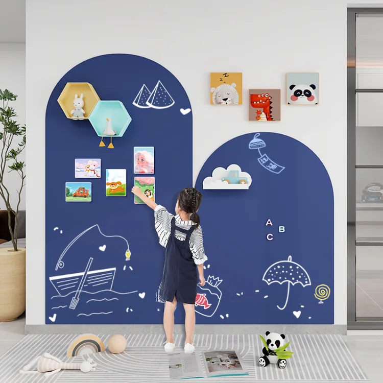 磁博士拱门造型磁性黑板墙贴儿童家用涂鸦绘画板双层磁力涂鸦墙膜