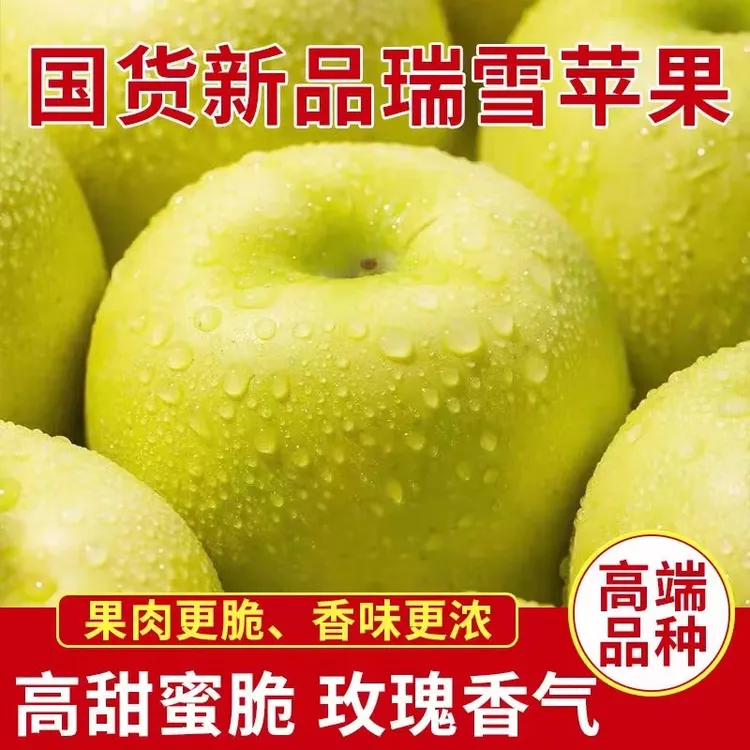 陕西瑞雪苹果新鲜瑞雪秦蜜脆甜多汁青黄色绿长武5/10斤苹果青苹果