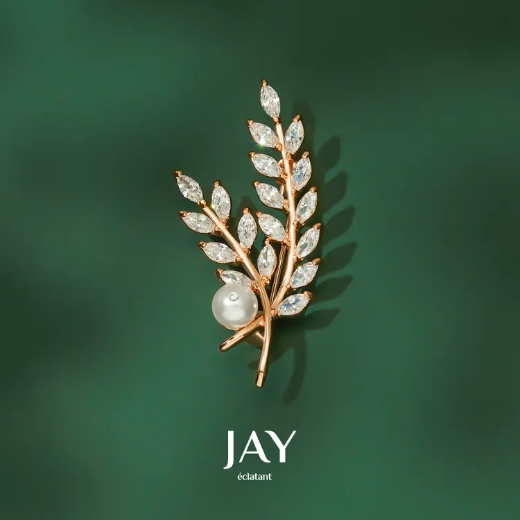 Jay 合金仿珍珠胸针 轻奢麦穗胸针秋冬气质大衣毛衣配饰长辈礼物
