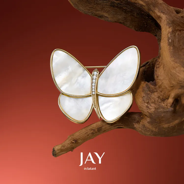 Jay 合金贝壳胸针 蝴蝶胸针西装秋冬大衣毛衣配饰别针送长辈心意