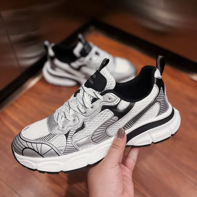 (MuHong）复古飞织休闲网面时尚百搭潮流老爹鞋潮鞋早秋新款跑步