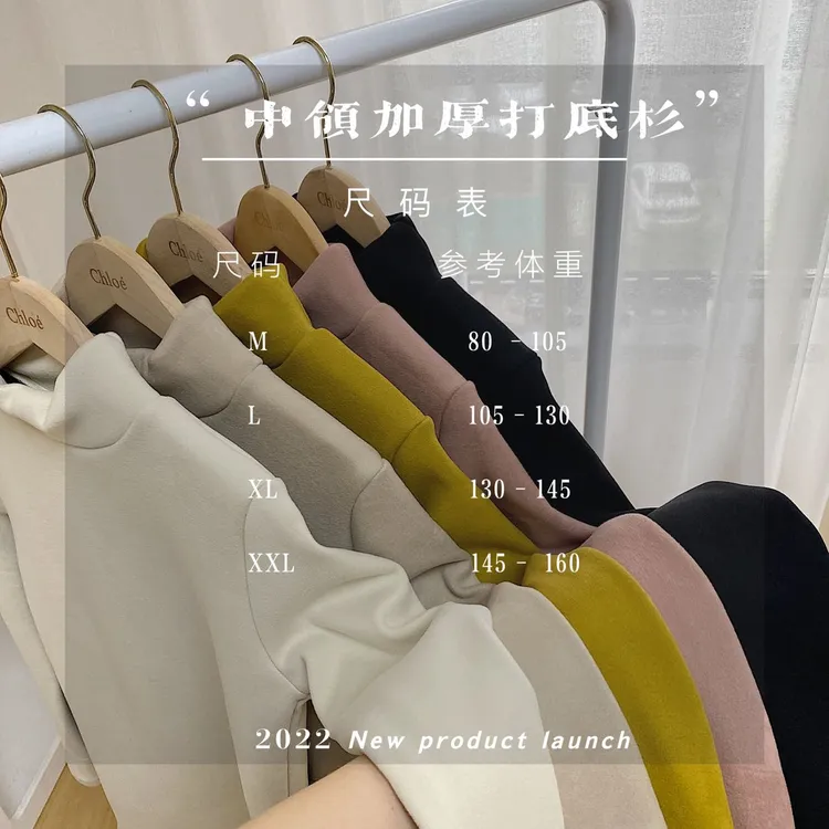 2024新款加绒加厚立领半高领长袖修身显瘦早秋时髦磨毛打底衫