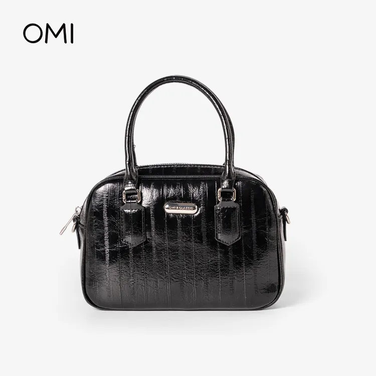 OMI/欧米2024新款时尚百搭纯色鳗鱼纹油蜡吐司包手提斜跨包
