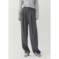 IACHOE【巴塞罗那】可调节阔腿腰身垂感直筒裤3471518001春秋