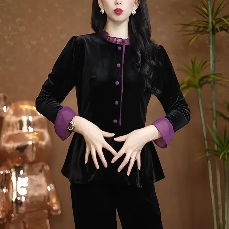 9687法式气质衬衫女士春秋新款高级感时尚修身显瘦洋气衬衣小衫