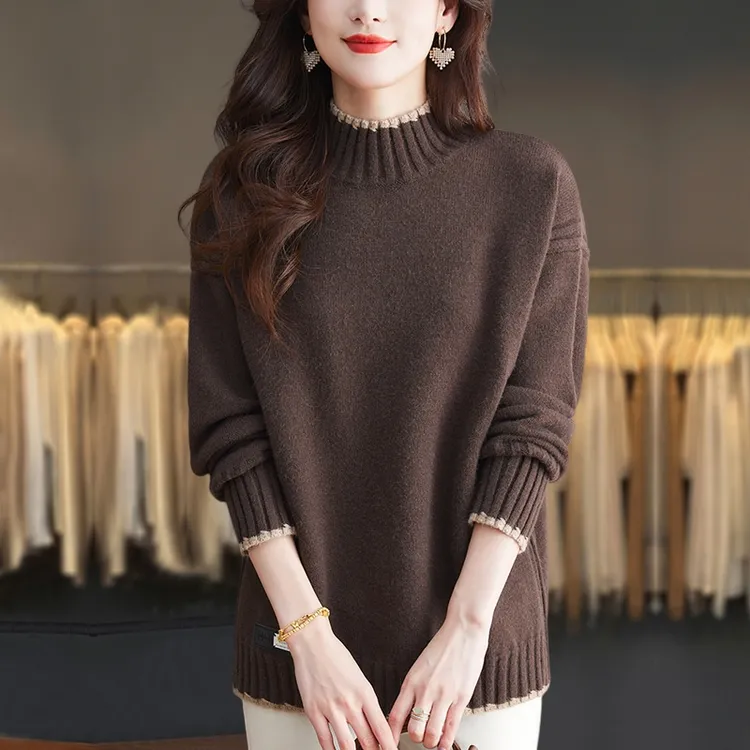 胖mm秋冬大码半高领显瘦毛衣女2025新款内搭高级感针织打底羊毛衫