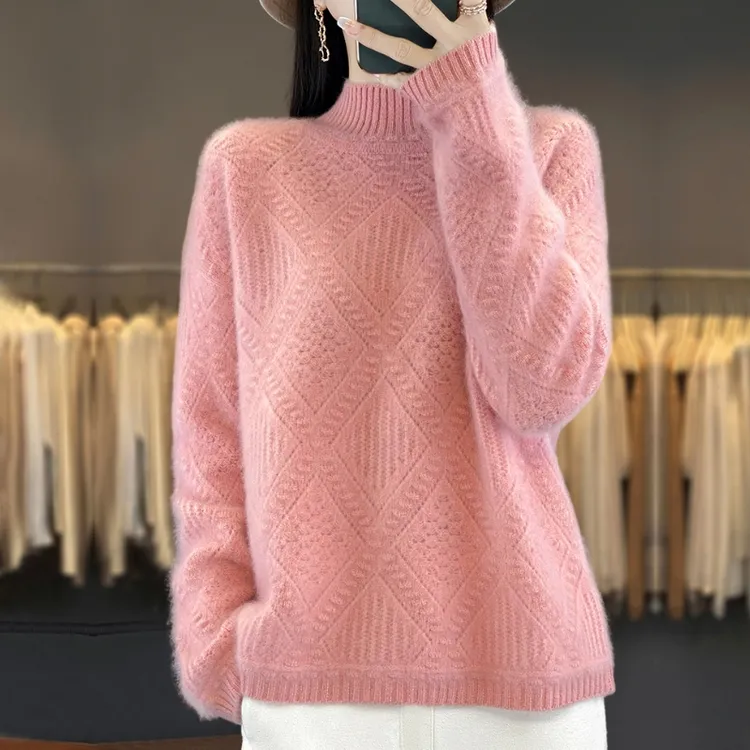 胖mm秋冬大码半高领毛衣女2025新款洋气内搭可外穿针织打底羊毛衫