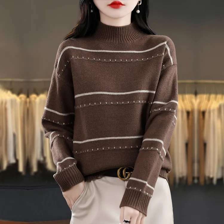 胖mm秋冬特大码半高领毛衣女宽松2025新款加厚内搭针织打底羊毛衫