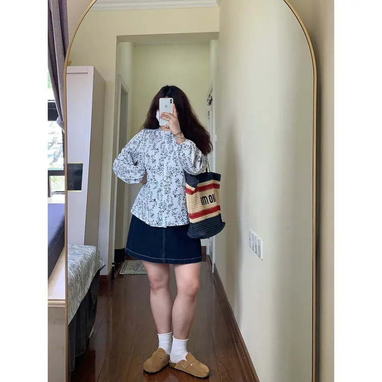 大码胖mm复古牛仔半身裙女夏季新款梨形身材高腰显瘦宽松大码短裙