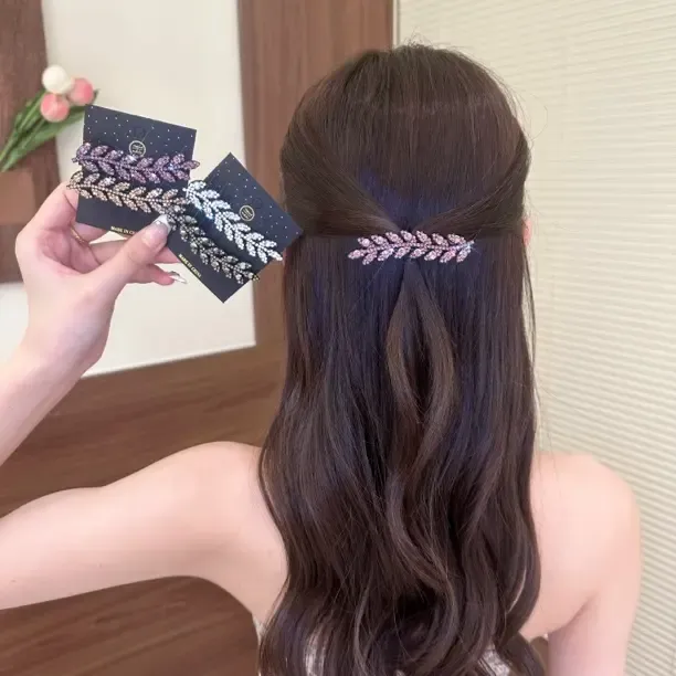 小蕊 麦穗闪闪冰透感女鸭嘴夹发卡侧边夹碎发整理发饰气质