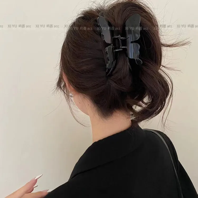 春夏新款蝴蝶亚克力抓夹女气质高级感后脑勺鲨鱼夹网红简约发饰