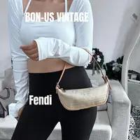 95新 FENDI/芬迪 8612690/金色老花月亮包