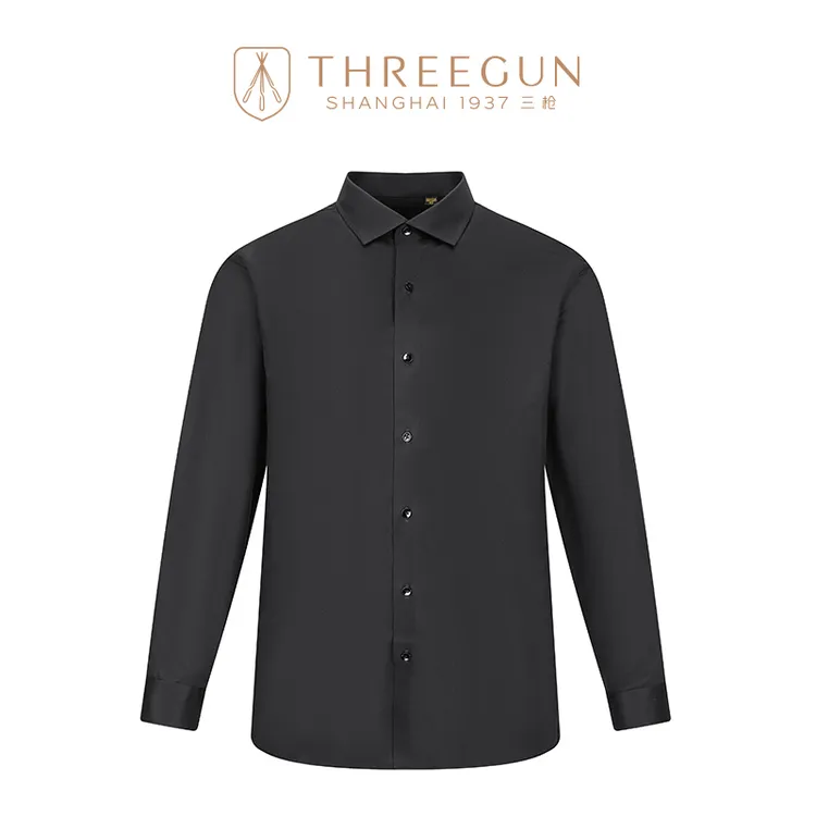 THREEGUN/三枪TG23C02301X  100%棉休闲商务男士DP成衣免烫黑衬衣