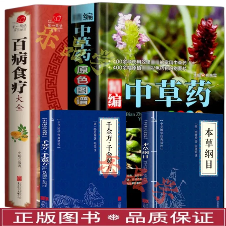 《中草专属》全4册 百病食疗+中草药原色图谱+本草纲目+千金方