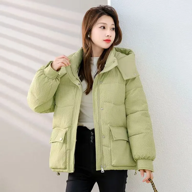 冬季新款加厚棉衣泡泡格时尚面包服立领连帽休闲百搭棉袄潮流707